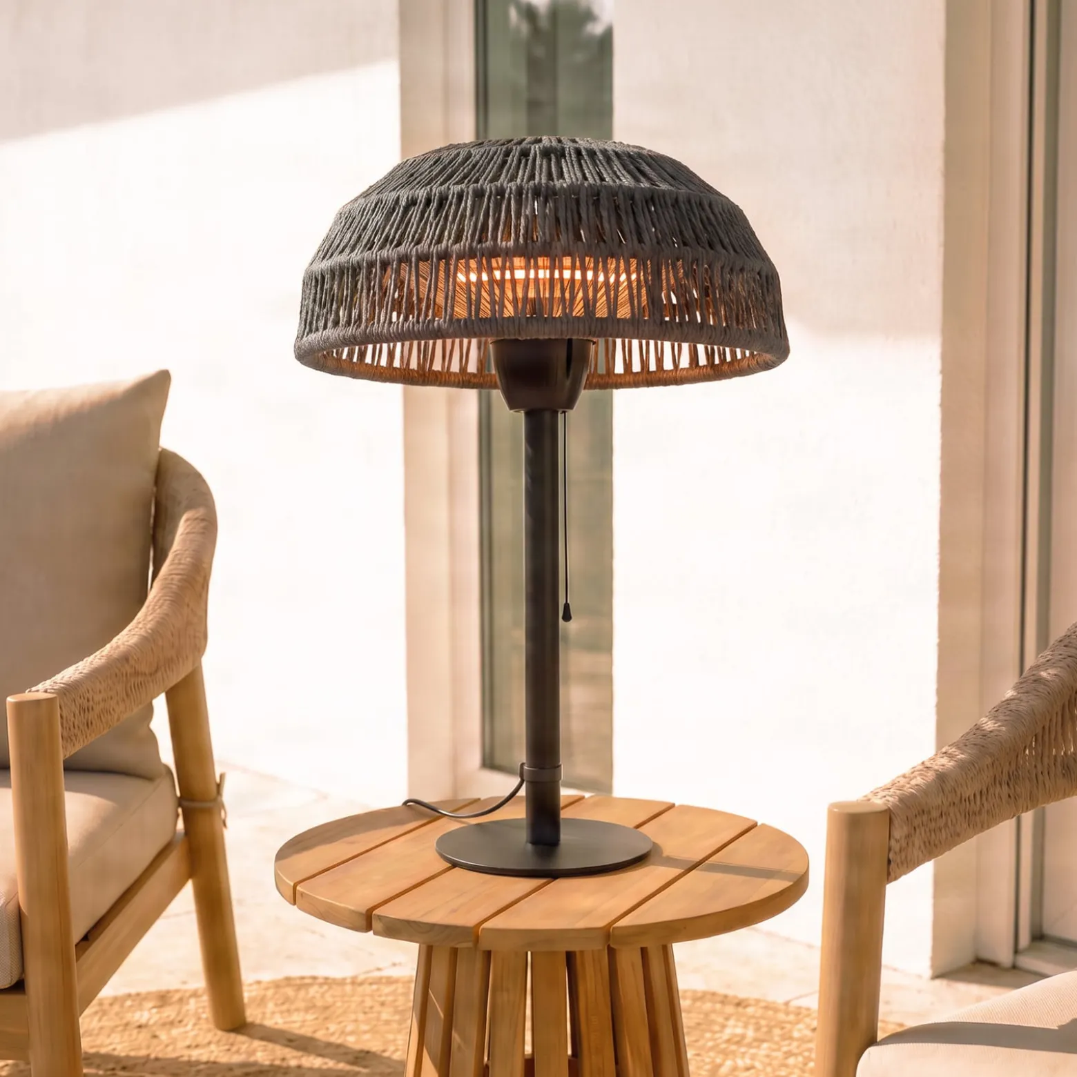 Lucande Calenza -terassilämmitin, musta, 70 cm, 1 500 W