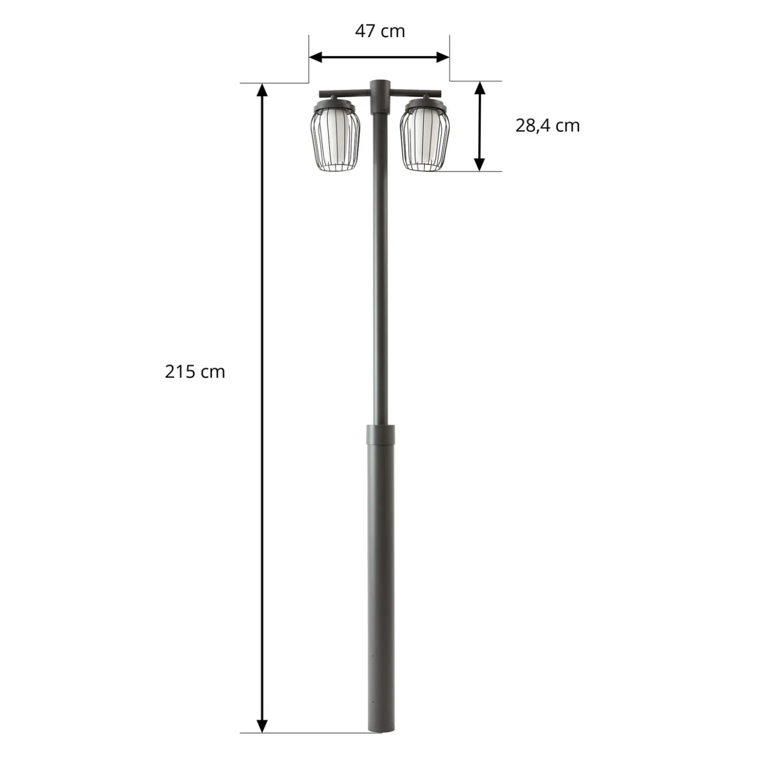 Lucande Chandan -ulkovalaisin, korkeus 215 cm, antrasiitti, 2-lamppuinen