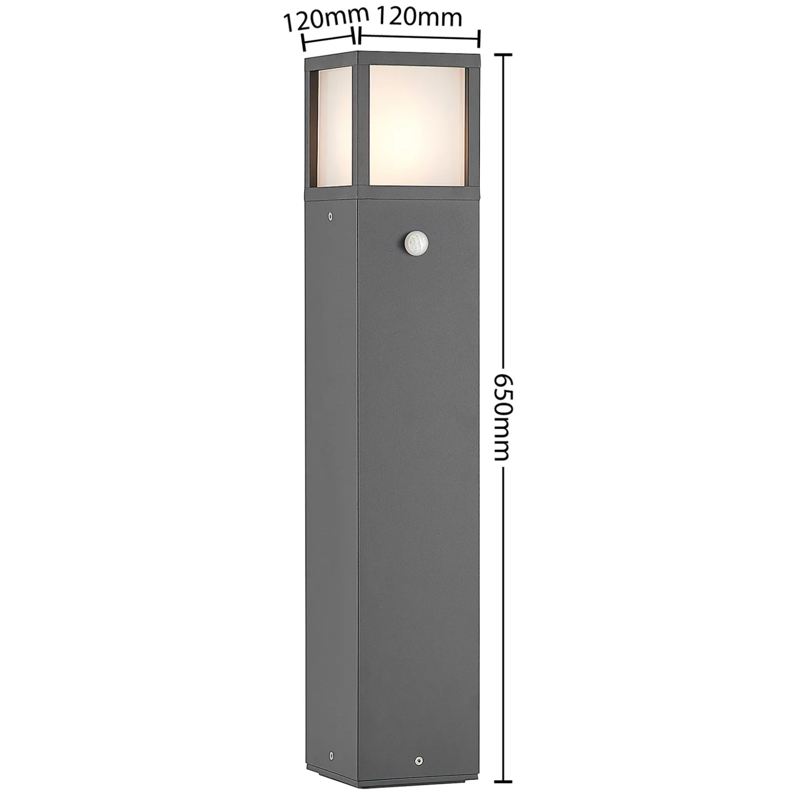 Lucande Dewari polkuvalaisin, liiketunnistin, E27, 65cm, IP54