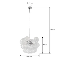 Lucande Diborah-riippuvalaisin, kirkas, Ø 43 cm, lasi, G9
