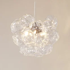 Lucande Diborah-riippuvalaisin, kirkas, Ø 43 cm, lasi, G9