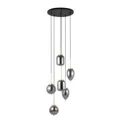 Lucande Elani-riippuvalaisin, 6-lamppuinen, Ø 62 cm, lasi