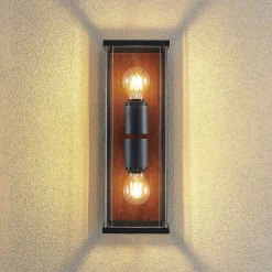 Lucande Elwin -seinälamppu, kulmikas, 2-lamppuinen