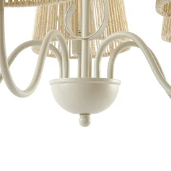 Lucande Eugenia -kattokruunu, 5-lamppuinen, köysi, halkaisija 65 cm, beige