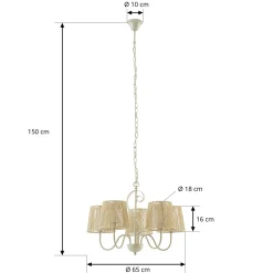 Lucande Eugenia -kattokruunu, 5-lamppuinen, köysi, halkaisija 65 cm, beige