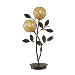 Lucande Evory pöytävalaisin, 48 cm, 2-valo, musta/kulta, G9