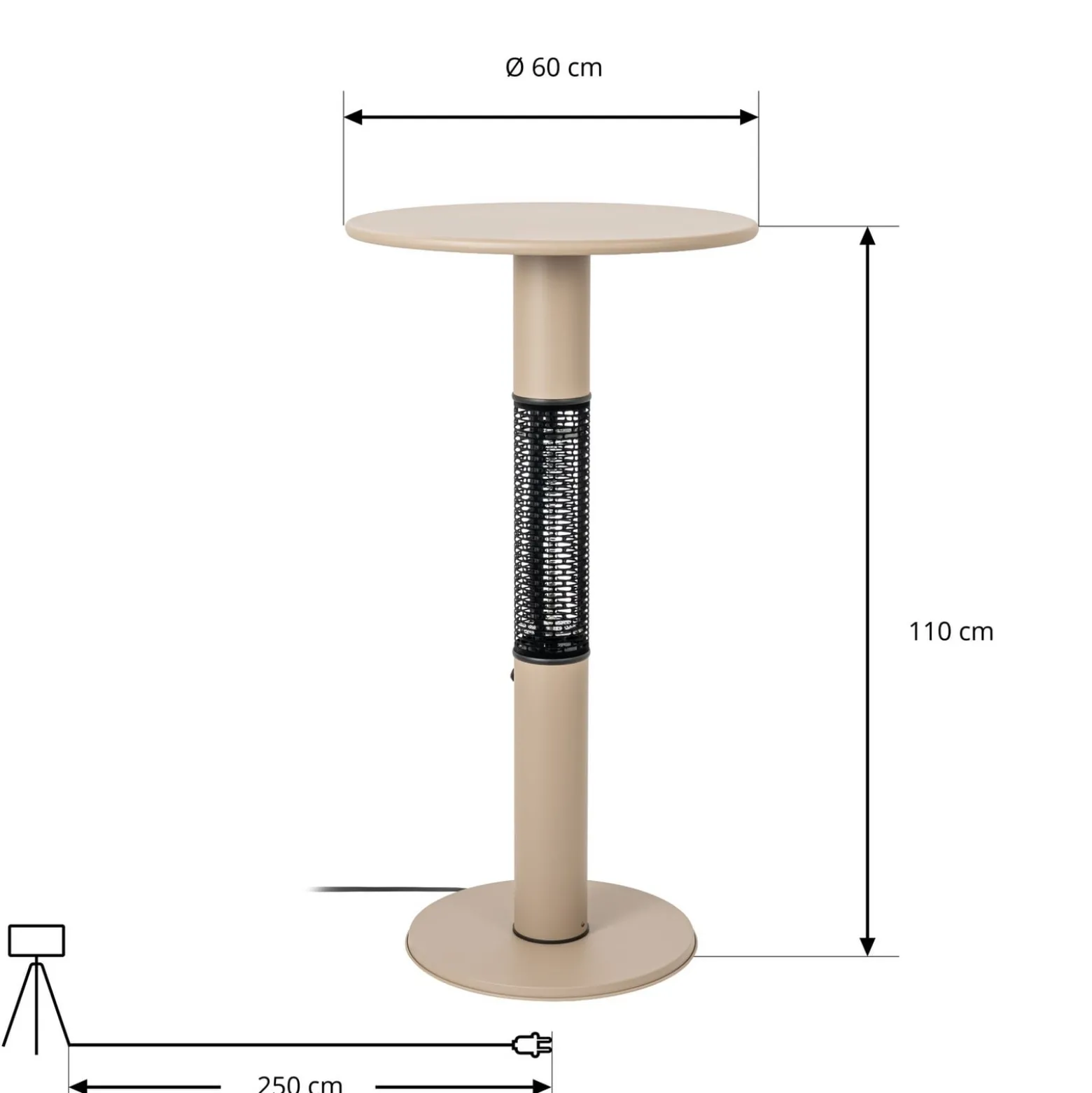 Lucande Flamara -terassilämmitin, beige, korkeus 110 cm, IP55