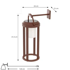 Lucande 2-in-1 LED-aurinkokäyttöinen seinävalaisin Tilena, ruoste, pyöreä,