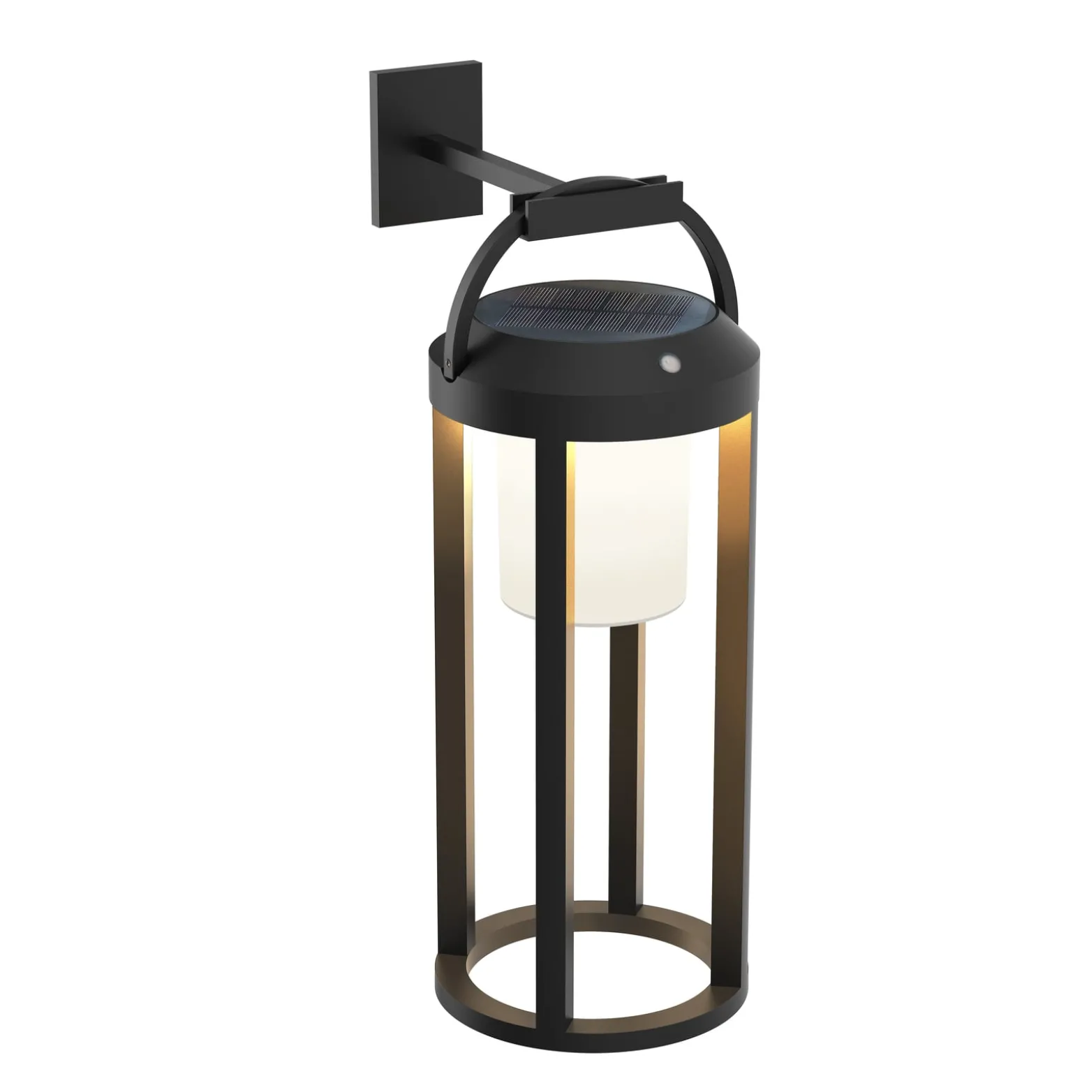 Lucande 2-in-1 LED-aurinkovalaisin Tilena, musta, pyöreä, alumiinia