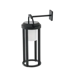 Lucande 2-in-1 LED-aurinkovalaisin Tilena, musta, pyöreä, alumiinia