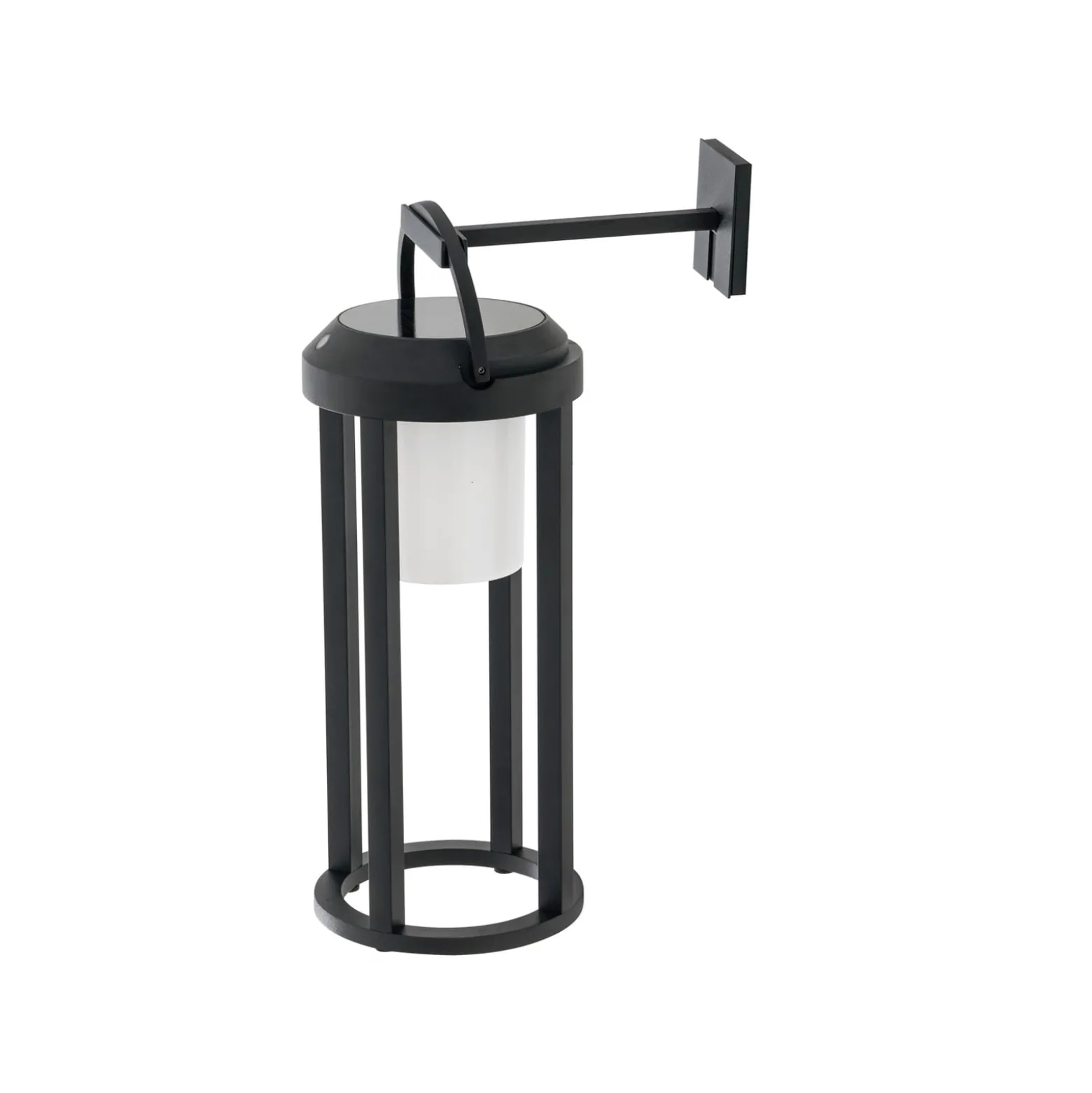 Lucande 2-in-1 LED-aurinkovalaisin Tilena, musta, pyöreä, alumiinia