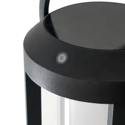 Lucande 2-in-1 LED-aurinkovalaisin Tilena, musta, pyöreä, alumiinia