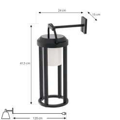 Lucande 2-in-1 LED-aurinkovalaisin Tilena, musta, pyöreä, alumiinia