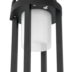 Lucande 2-in-1 LED-aurinkovalaisin Tilena, musta, pyöreä, alumiinia