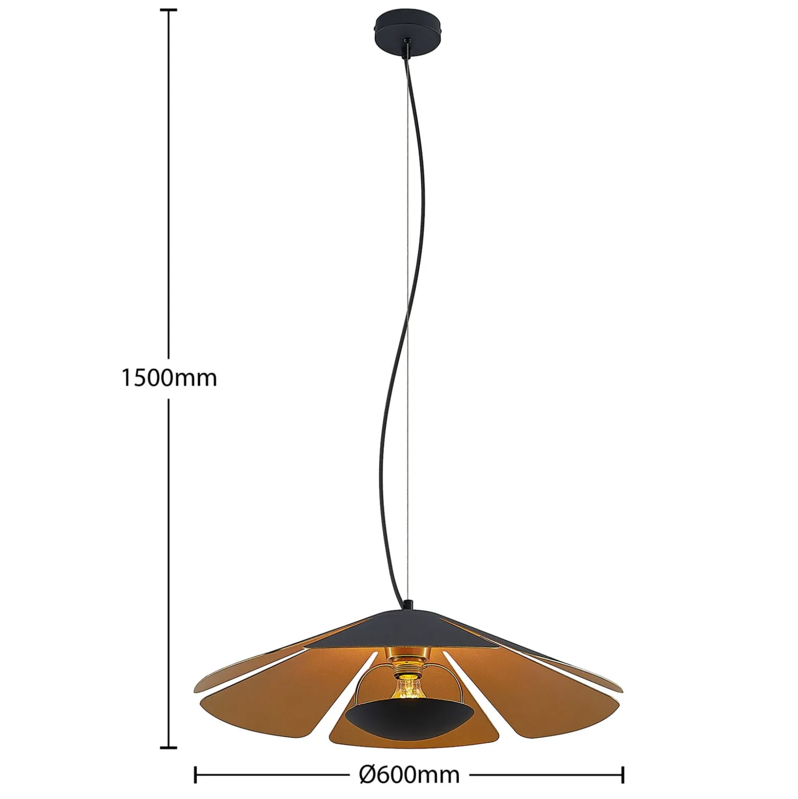 Lucande Jemmily -riippuvalo, 1-lamppuinen, 60 cm