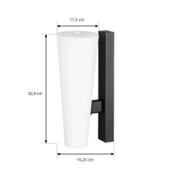 Lucande Jovra LED-ulkoseinävalaisin, musta, korkeus 32 cm