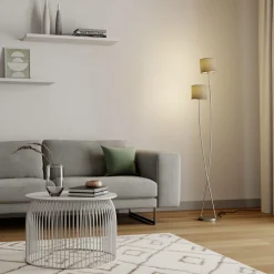 Lucande Juljana -lattiavalo, 2-lamp., kangas