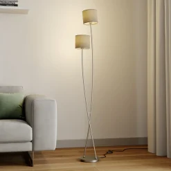 Lucande Juljana -lattiavalo, 2-lamp., kangas