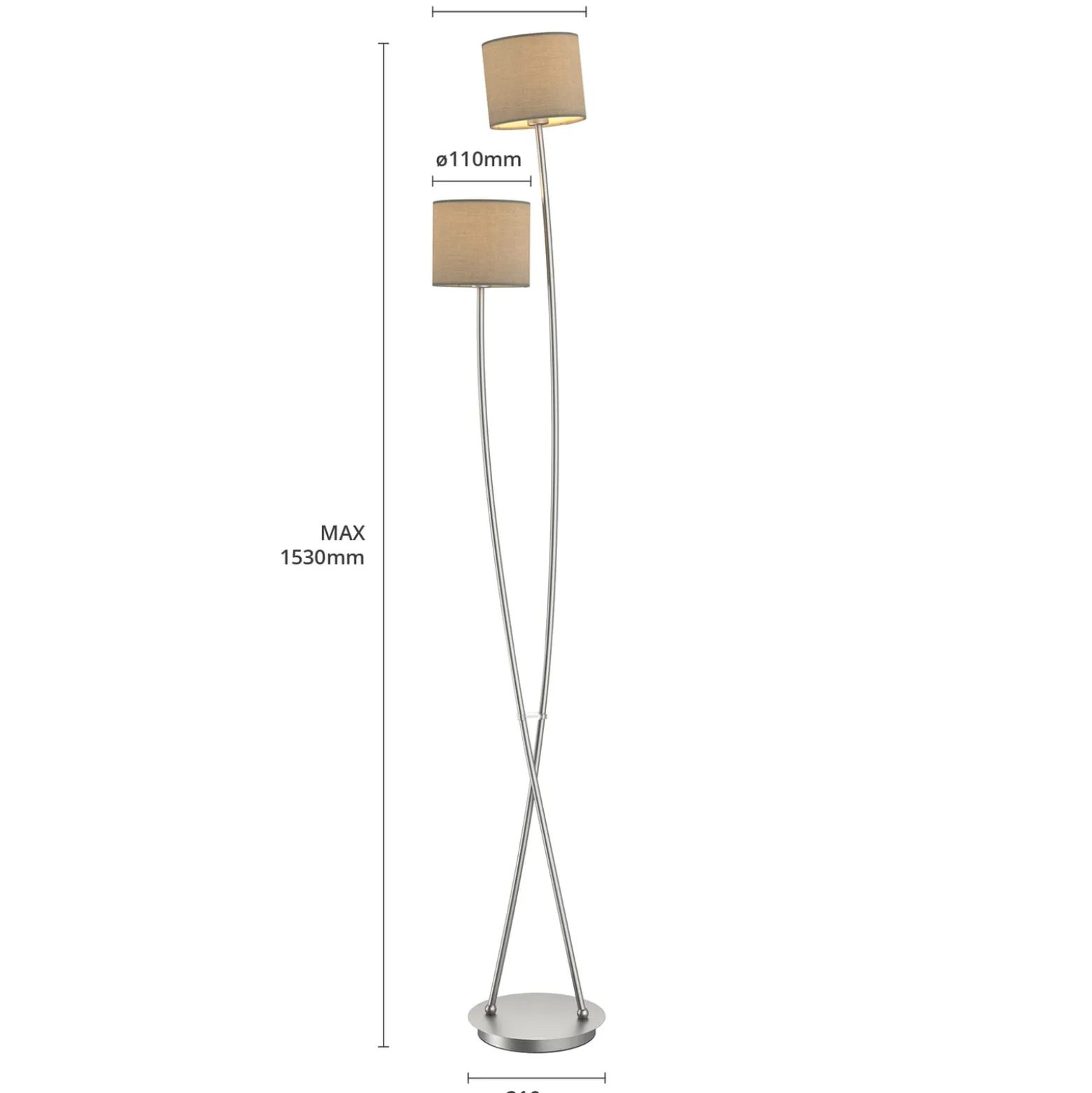 Lucande Juljana -lattiavalo, 2-lamp., kangas