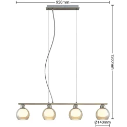 Lucande Kaiya riipuvaloitus, lasia, 4-lamppuinen