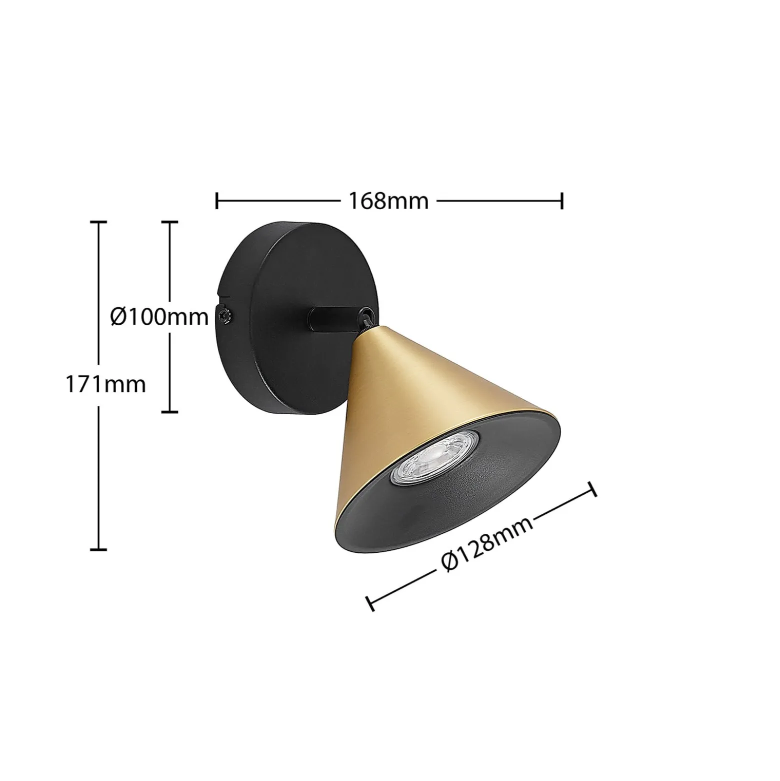 Lucande Kartio -kattovalaisin, 1-lamp., messinki