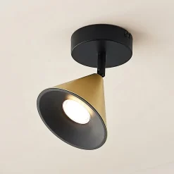 Lucande Kartio -kattovalaisin, 1-lamp., messinki