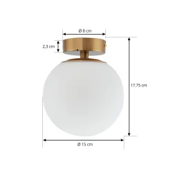 Lucande kattovalaisin Bidolo, messingin värinen, lasi, 15 cm, IP44