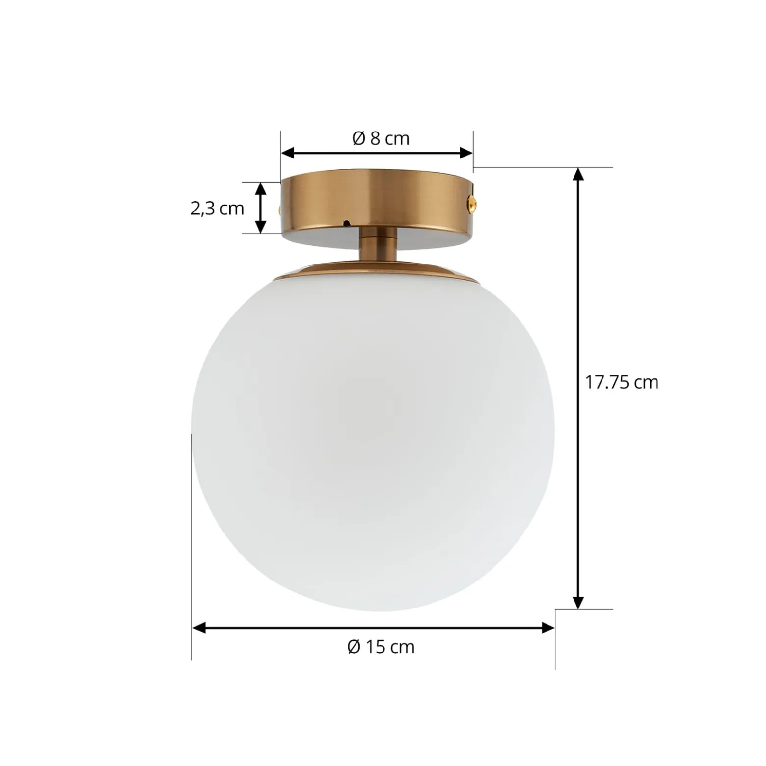 Lucande kattovalaisin Bidolo, messingin värinen, lasi, 15 cm, IP44