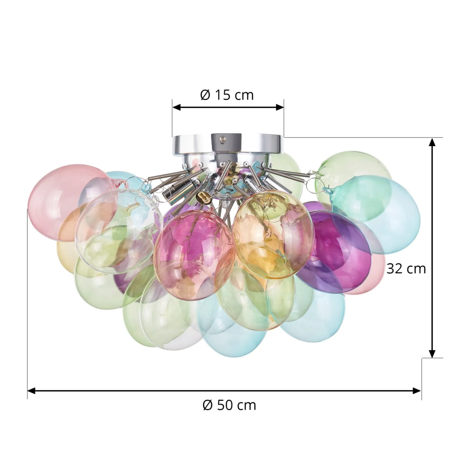 Lucande kattovalaisin Diborah, värikäs, lasi, Ø 50 cm, G9
