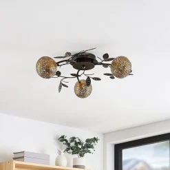 Lucande kattovalaisin Evory, Ø 53 cm, 3-valo, musta/kulta, G9