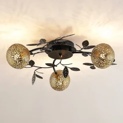 Lucande kattovalaisin Evory, Ø 53 cm, 3-valo, musta/kulta, G9