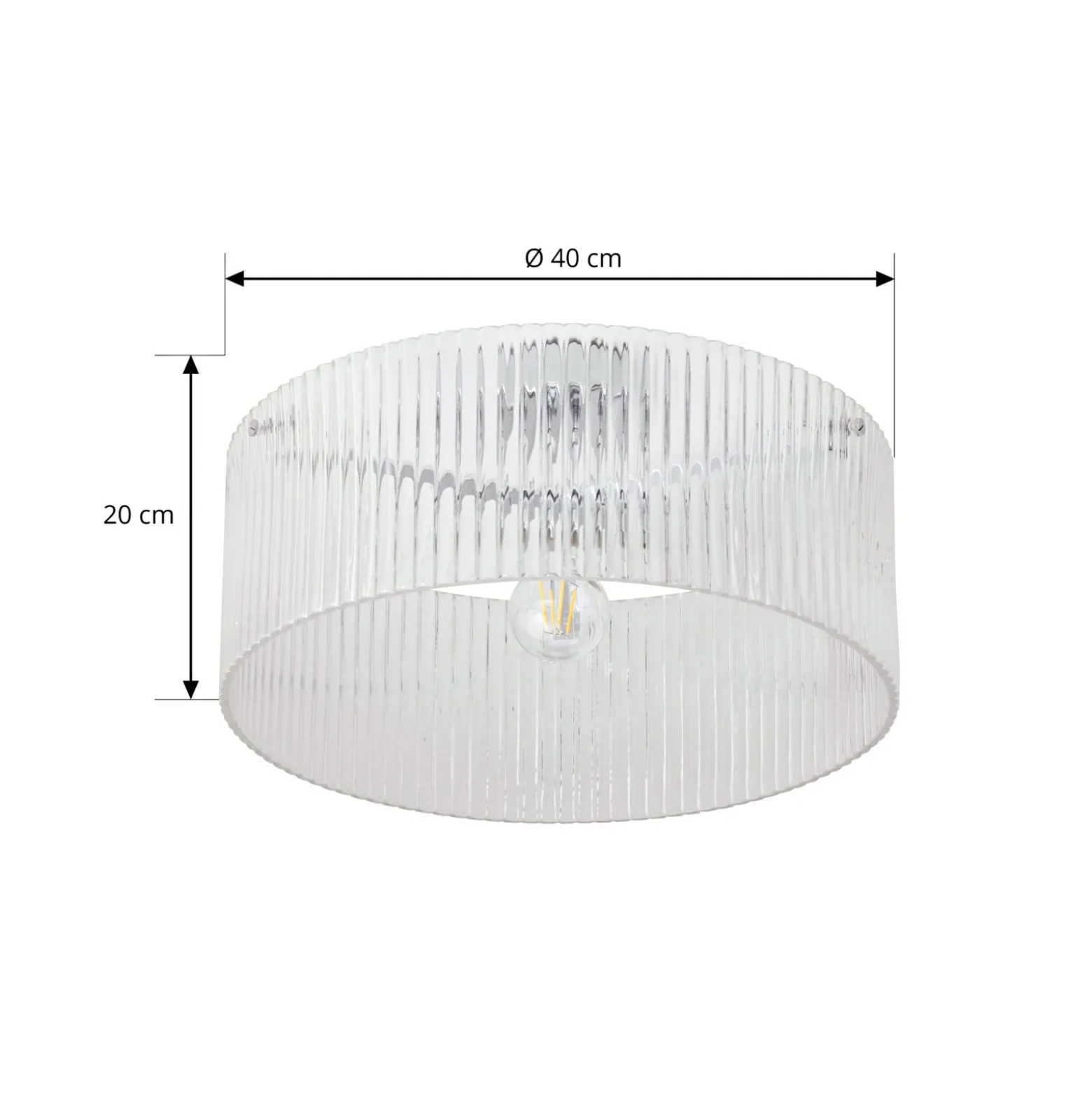 Lucande kattovalaisin Meritt, kromi/kirkas, Ø 40 cm, lasi