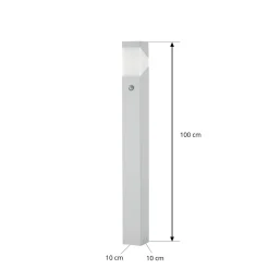 Lucande Kiran -pylväsvalaisin 100 cm, liiketunnistin, vaaleanharmaa, IP44