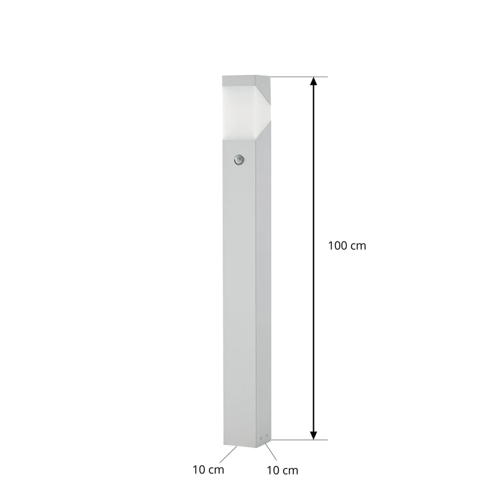 Lucande Kiran -pylväsvalaisin 100 cm, liiketunnistin, vaaleanharmaa, IP44