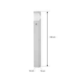 Lucande Kiran -pylväsvalaisin 100 cm, liiketunnistin, vaaleanharmaa, IP44