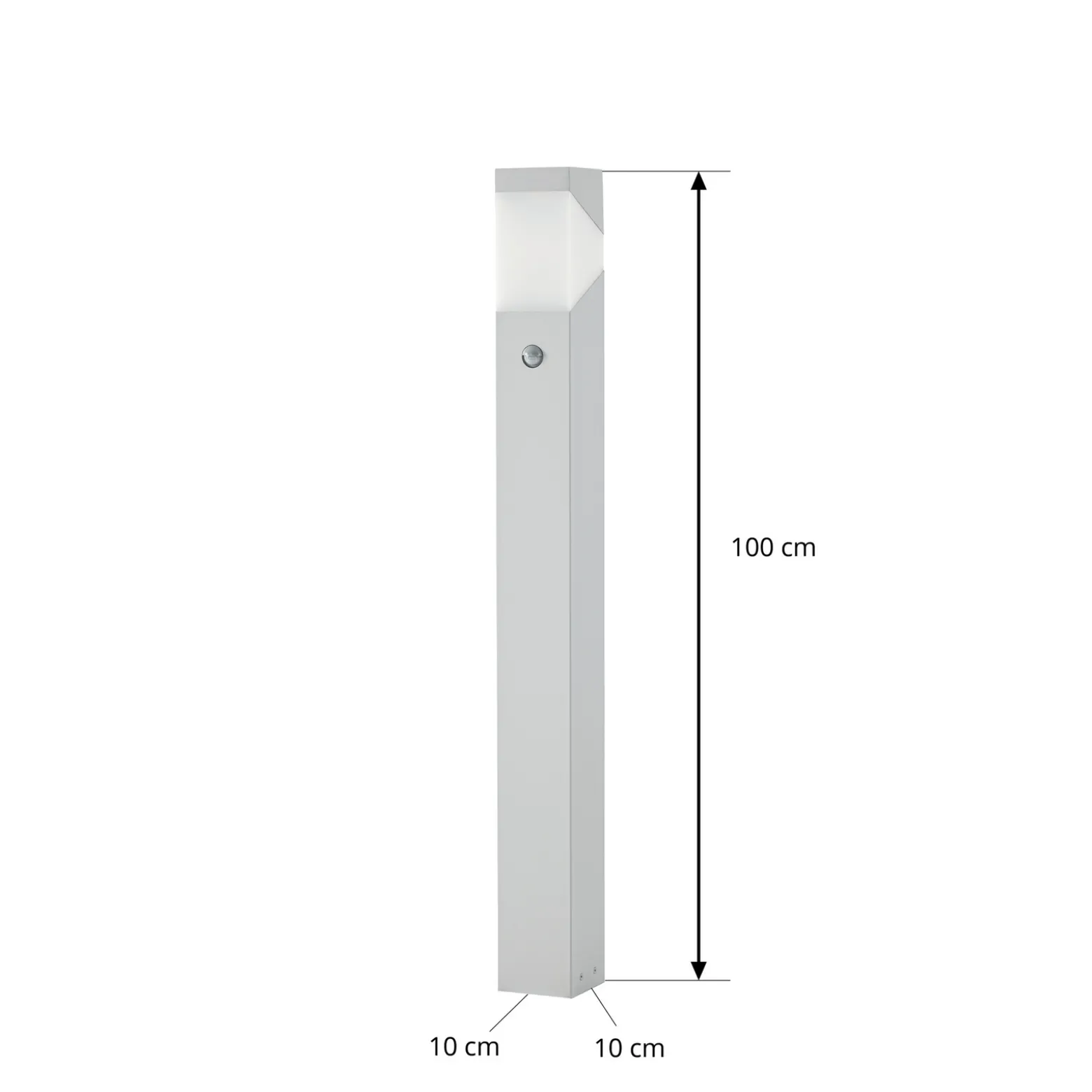 Lucande Kiran -pylväsvalaisin 100 cm, liiketunnistin, vaaleanharmaa, IP44