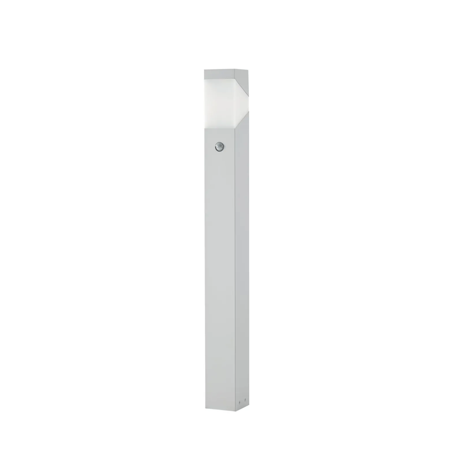 Lucande Kiran -pylväsvalaisin 100 cm, liiketunnistin, vaaleanharmaa, IP44