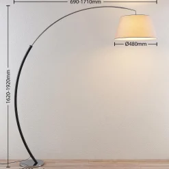 Lucande lattiavalaisin Evelyna, harmaa/musta, metallia, 192cm