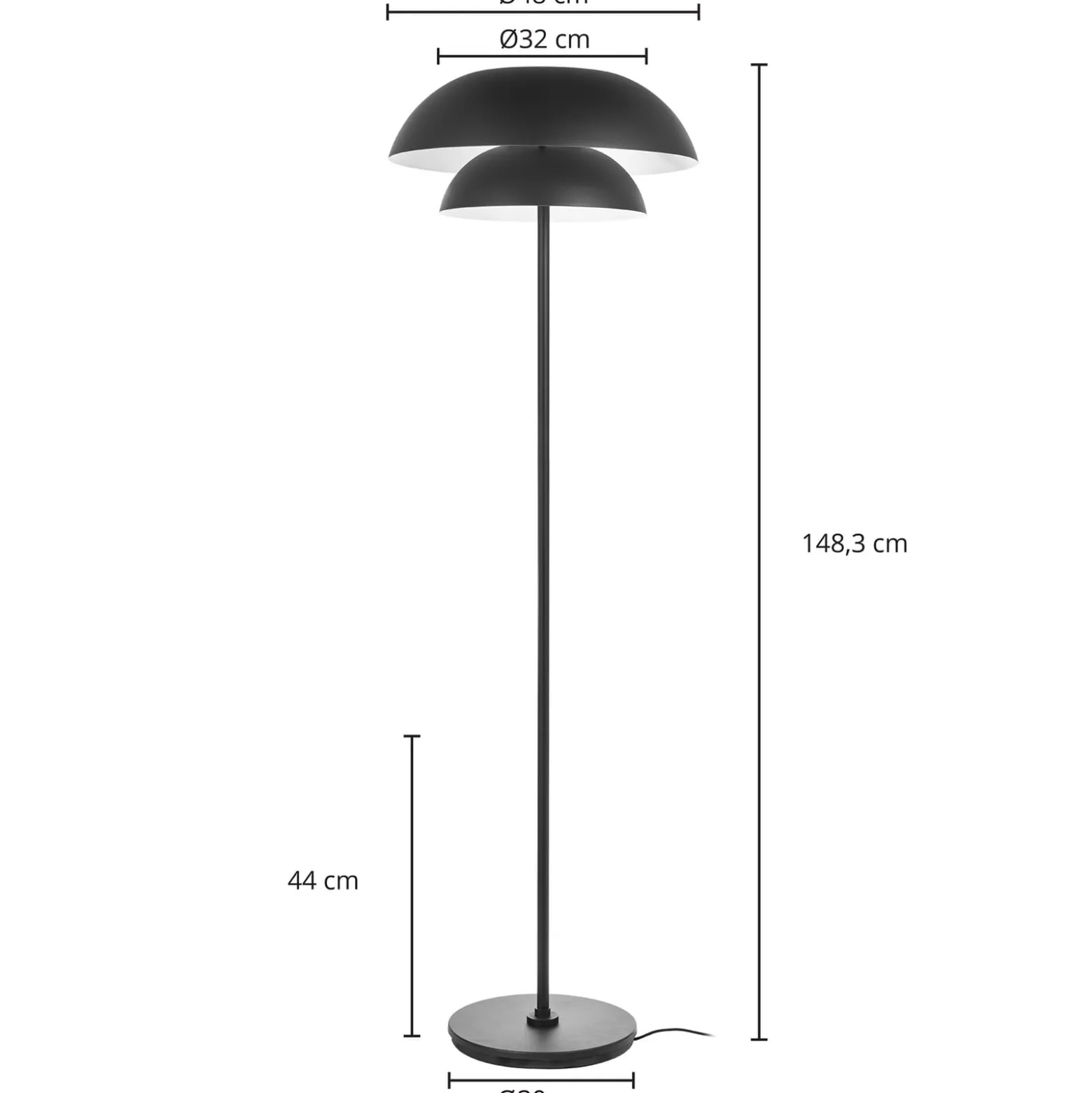 Lucande lattiavalaisin Kellina, 151 cm, musta, metalli, E27