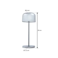 Lucande LED-akkukäyttöinen pöytävalaisin Quill, kromi, CCT, himmennettävä