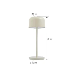Lucande LED-akku-pöytävalaisin Quill, beige, CCT, himmennettävä