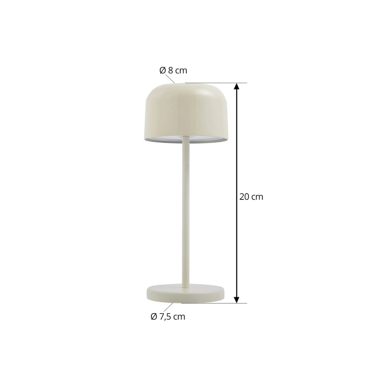 Lucande LED-akku-pöytävalaisin Quill, beige, CCT, himmennettävä
