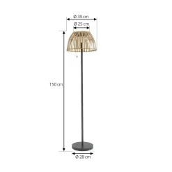Lucande LED-aurinkolattiavalaisin Eligio, bambu, Ø 39 cm, RGB