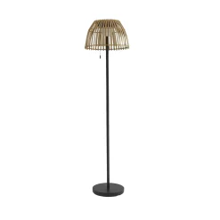Lucande LED-aurinkolattiavalaisin Eligio, bambu, Ø 39 cm, RGB