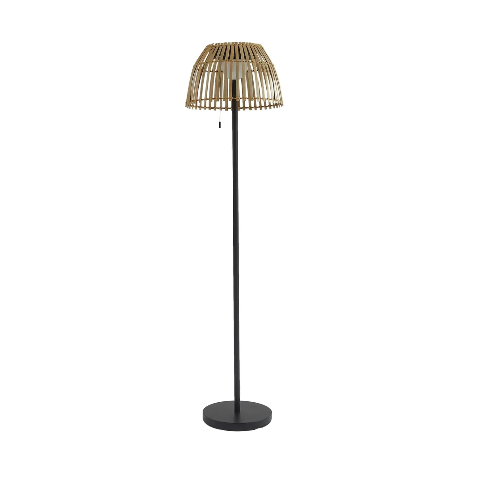 Lucande LED-aurinkolattiavalaisin Eligio, bambu, Ø 39 cm, RGB
