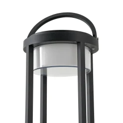 Lucande LED-aurinkopöytävalaisin Tilena, pyöreä, musta, himmennettävä