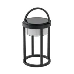 Lucande LED-aurinkopöytävalaisin Tilena, pyöreä, musta, himmennettävä