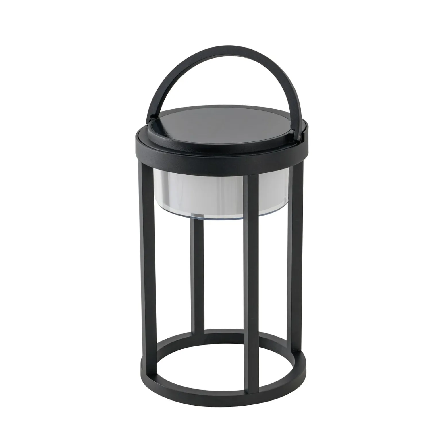 Lucande LED-aurinkopöytävalaisin Tilena, pyöreä, musta, himmennettävä