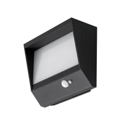 Lucande LED-aurinkoseinävalaisin Dava, 14 cm korkea, alumiini, anturi
