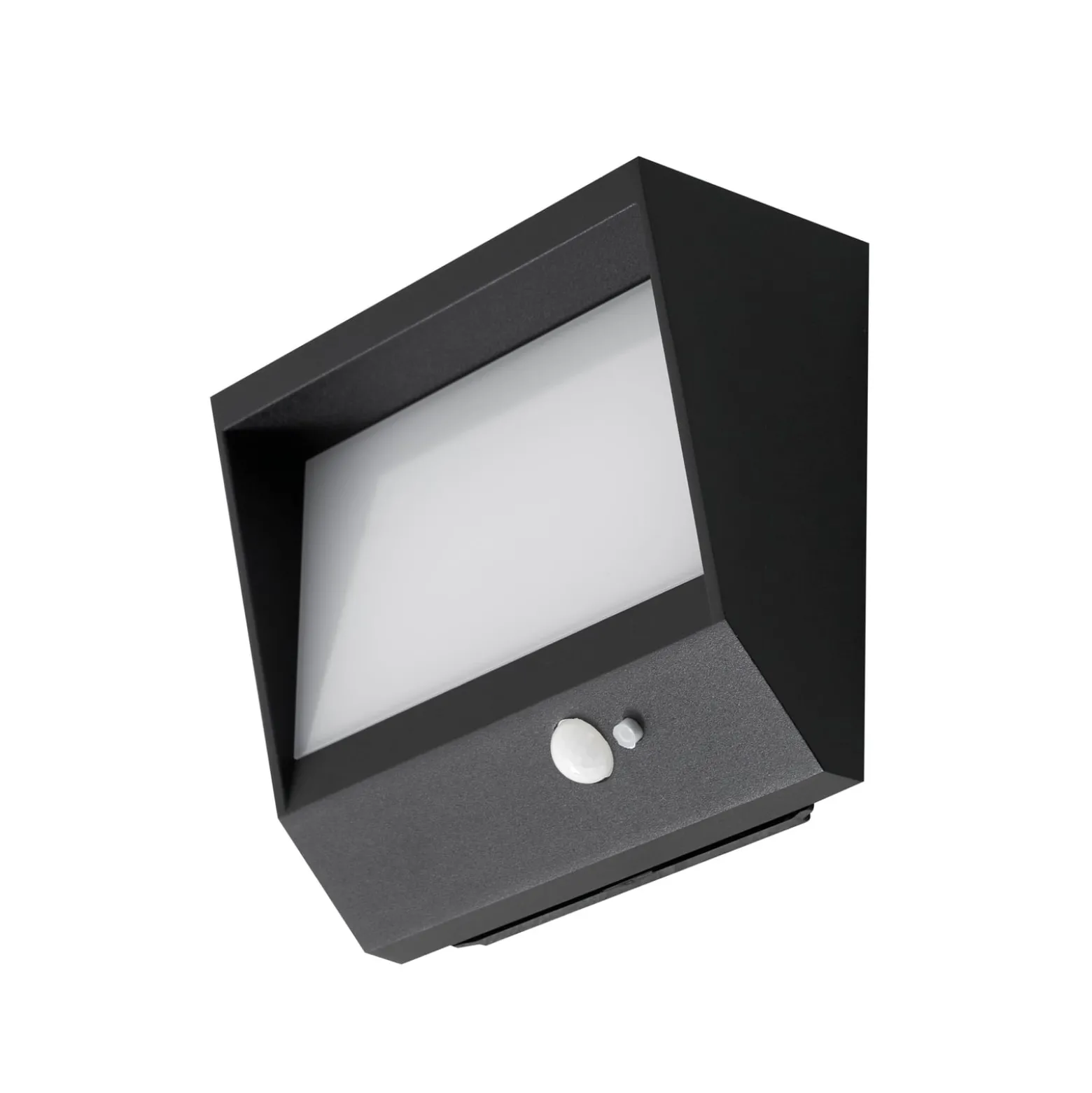 Lucande LED-aurinkoseinävalaisin Dava, 14 cm korkea, alumiini, anturi